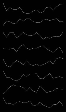 Dalgalı, dalgalı çizgiler. Dalga etkisi çizgileri. Zigzag, çapraz çizgiler, şeritler