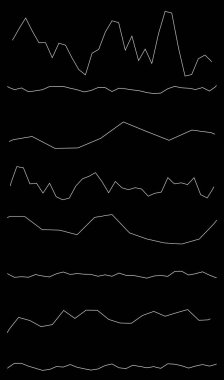 Dalgalı, dalgalı çizgiler. Dalga etkisi çizgileri. Zigzag, çapraz çizgiler, şeritler