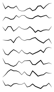 Dalgalı, dalgalı çizgiler. Dalga etkisi çizgileri. Zigzag, çapraz çizgiler, şeritler