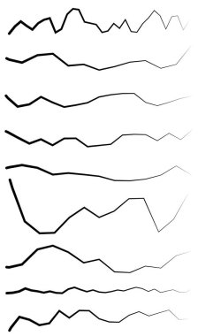 Dalgalı, dalgalı çizgiler. Dalga etkisi çizgileri. Zigzag, çapraz çizgiler, şeritler