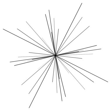 Rastgele yayılan çizgiler. Yıldız patlaması, güneş patlaması çizgileri. Işınlar, ışın elementi