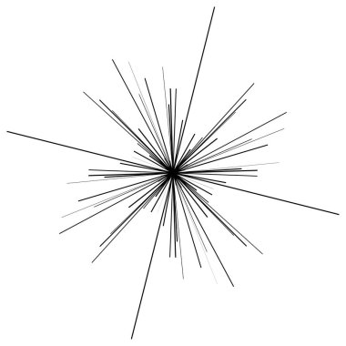 Rastgele yayılan çizgiler. Yıldız patlaması, güneş patlaması çizgileri. Işınlar, ışın elementi