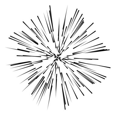 Rastgele yayılan çizgiler. Yıldız patlaması, güneş patlaması çizgileri. Işınlar, ışın elementi