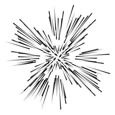Rastgele yayılan çizgiler. Yıldız patlaması, güneş patlaması çizgileri. Işınlar, ışın elementi