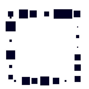 Rastgele kareler, dağınık şekiller ögesi