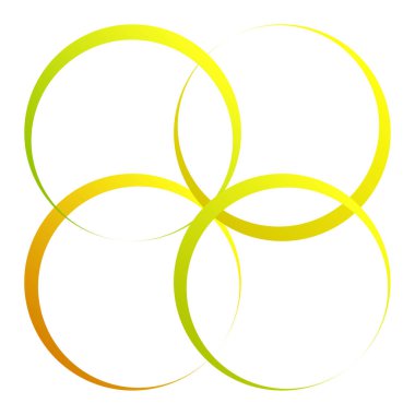 Birbirine kenetlenmiş dairesel geometrik simge, logo