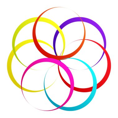 Birbirine kenetlenmiş dairesel geometrik simge, logo