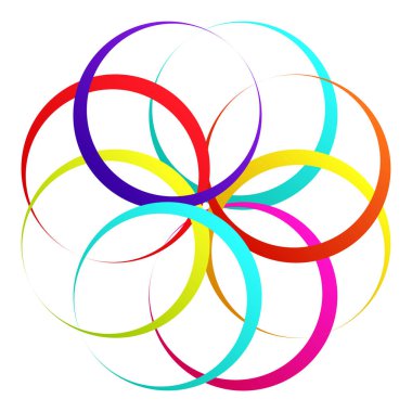 Birbirine kenetlenmiş dairesel geometrik simge, logo