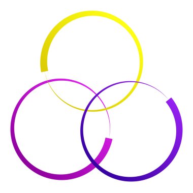 Birbirine kenetlenmiş dairesel geometrik simge, logo