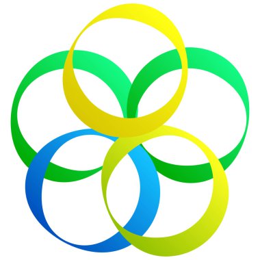 Birbirine kenetlenmiş dairesel geometrik simge, logo