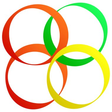 Birbirine kenetlenmiş dairesel geometrik simge, logo