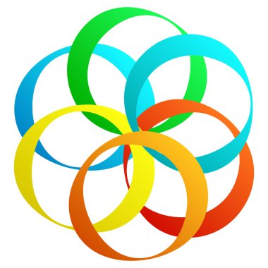 Birbirine kenetlenmiş dairesel geometrik simge, logo
