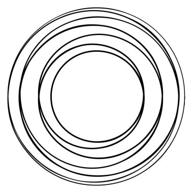 Rastgele eşmerkezli daireler. Dairesel soyut geometrik simge, sembol. Volt, sarmal, sarmal, girdap ve dönme vektör elementi