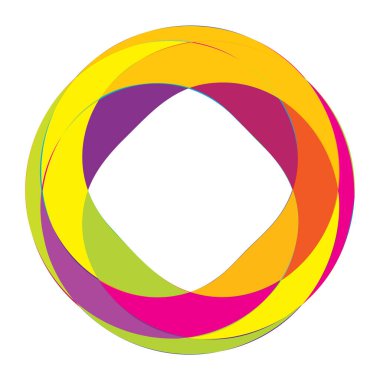 Rastgele eşmerkezli daireler. Dairesel soyut geometrik simge, sembol. Volt, sarmal, sarmal, girdap ve dönme vektör elementi