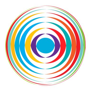 Rastgele eşmerkezli daireler. Dairesel soyut geometrik simge, sembol. Volt, sarmal, sarmal, girdap ve dönme vektör elementi