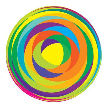 Rastgele eşmerkezli daireler. Dairesel soyut geometrik simge, sembol. Volt, sarmal, sarmal, girdap ve dönme vektör elementi