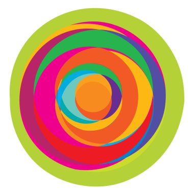 Rastgele eşmerkezli daireler. Dairesel soyut geometrik simge, sembol. Volt, sarmal, sarmal, girdap ve dönme vektör elementi