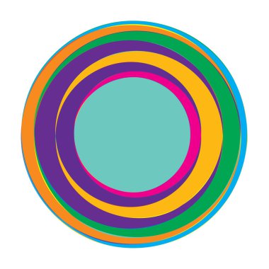 Rastgele eşmerkezli daireler. Dairesel soyut geometrik simge, sembol. Volt, sarmal, sarmal, girdap ve dönme vektör elementi