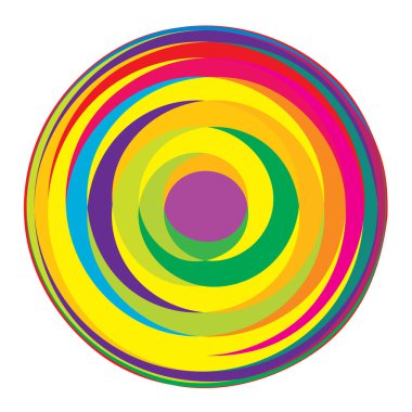 Rastgele eşmerkezli daireler. Dairesel soyut geometrik simge, sembol. Volt, sarmal, sarmal, girdap ve dönme vektör elementi