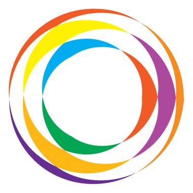 Rastgele eşmerkezli daireler. Dairesel soyut geometrik simge, sembol. Volt, sarmal, sarmal, girdap ve dönme vektör elementi