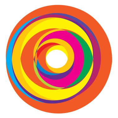 Rastgele eşmerkezli daireler. Dairesel soyut geometrik simge, sembol. Volt, sarmal, sarmal, girdap ve dönme vektör elementi