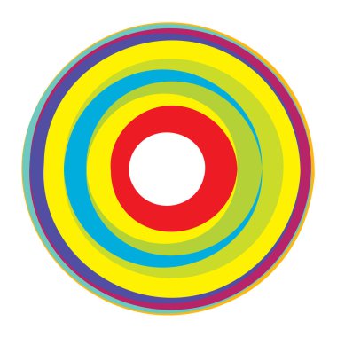 Rastgele eşmerkezli daireler. Dairesel soyut geometrik simge, sembol. Volt, sarmal, sarmal, girdap ve dönme vektör elementi