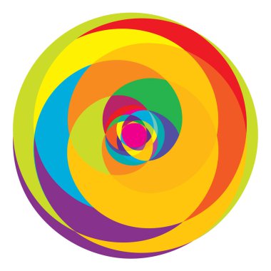 Rastgele eşmerkezli daireler. Dairesel soyut geometrik simge, sembol. Volt, sarmal, sarmal, girdap ve dönme vektör elementi