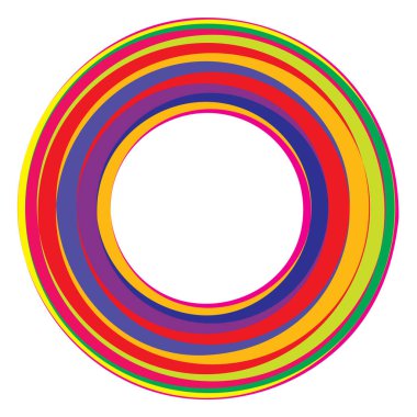 Rastgele eşmerkezli daireler. Dairesel soyut geometrik simge, sembol. Volt, sarmal, sarmal, girdap ve dönme vektör elementi