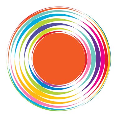 Rastgele eşmerkezli daireler. Dairesel soyut geometrik simge, sembol. Volt, sarmal, sarmal, girdap ve dönme vektör elementi