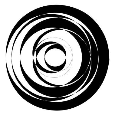 Rastgele eşmerkezli daireler. Dairesel soyut geometrik simge, sembol. Volt, sarmal, sarmal, girdap ve dönme vektör elementi