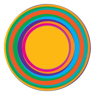 Rastgele eşmerkezli daireler. Dairesel soyut geometrik simge, sembol. Volt, sarmal, sarmal, girdap ve dönme vektör elementi