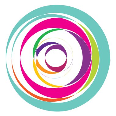 Rastgele eşmerkezli daireler. Dairesel soyut geometrik simge, sembol. Volt, sarmal, sarmal, girdap ve dönme vektör elementi