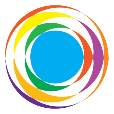 Rastgele eşmerkezli daireler. Dairesel soyut geometrik simge, sembol. Volt, sarmal, sarmal, girdap ve dönme vektör elementi