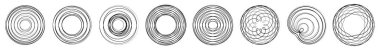 Rastgele eşmerkezli daireler. Dairesel soyut geometrik simge, sembol. Volta, sarmal, spiral, girdap ve dönme vektör elementi. Stock vektör illüstrasyonu, klip- art grafikleri