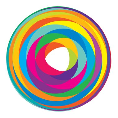 Rastgele eşmerkezli daireler. Dairesel soyut geometrik simge, sembol. Volt, sarmal, sarmal, girdap ve dönme vektör elementi