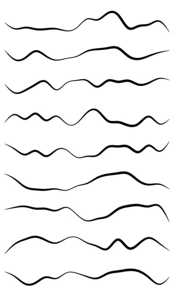 Wellenförmige Winkende Linien Streifen Mit Welleneffekt Zick Zack Kreuz Und — Stockvektor