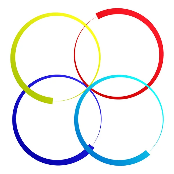 Intertravamento Círculos Entrelaçados Ícone Geométrico Circular Logotipo — Vetor de Stock