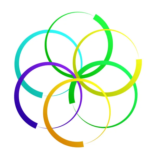 Ineinandergreifende Kreise Kreisförmige Geometrische Ikone Logo — Stockvektor