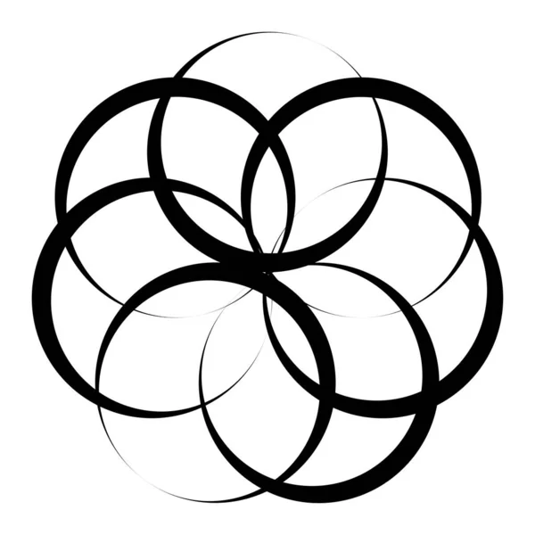 Birbirine Kenetlenmiş Dairesel Geometrik Simge Logo — Stok Vektör