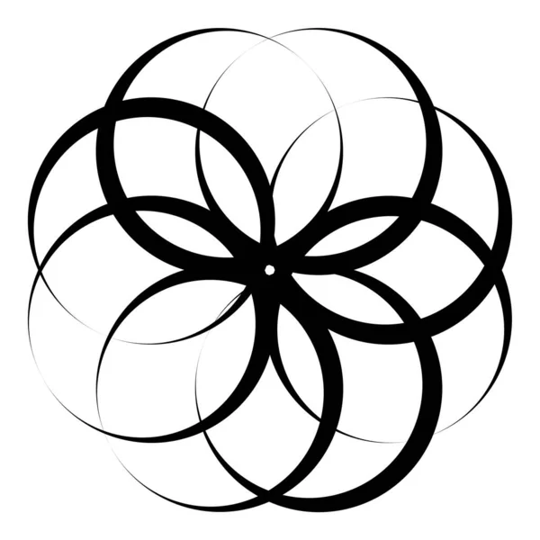Enclavamiento Círculos Entrelazados Icono Geométrico Circular Logotipo — Vector de stock