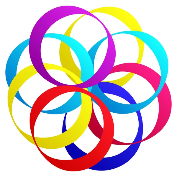 Intertravamento Círculos Entrelaçados Ícone Geométrico Circular Logotipo — Vetor de Stock
