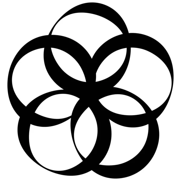 Interblocare Cercuri Interlace Pictogramă Geometrică Circulară Logo — Vector de stoc