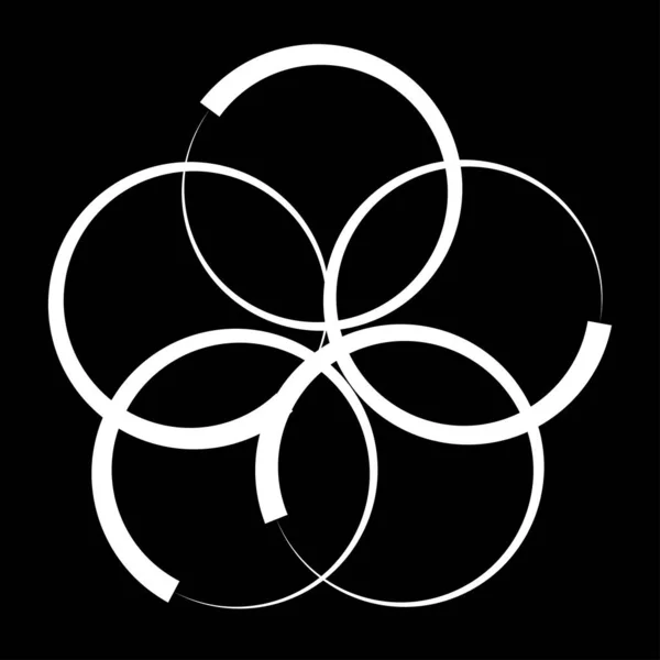 Enclavamiento Círculos Entrelazados Icono Geométrico Circular Logotipo — Archivo Imágenes Vectoriales