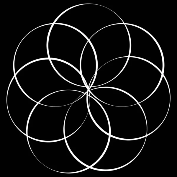 Birbirine Kenetlenmiş Dairesel Geometrik Simge Logo — Stok Vektör