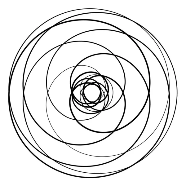 Zufällige Konzentrische Kreise Kreisförmiges Abstraktes Geometrisches Symbol Symbol Volute Helix — Stockvektor