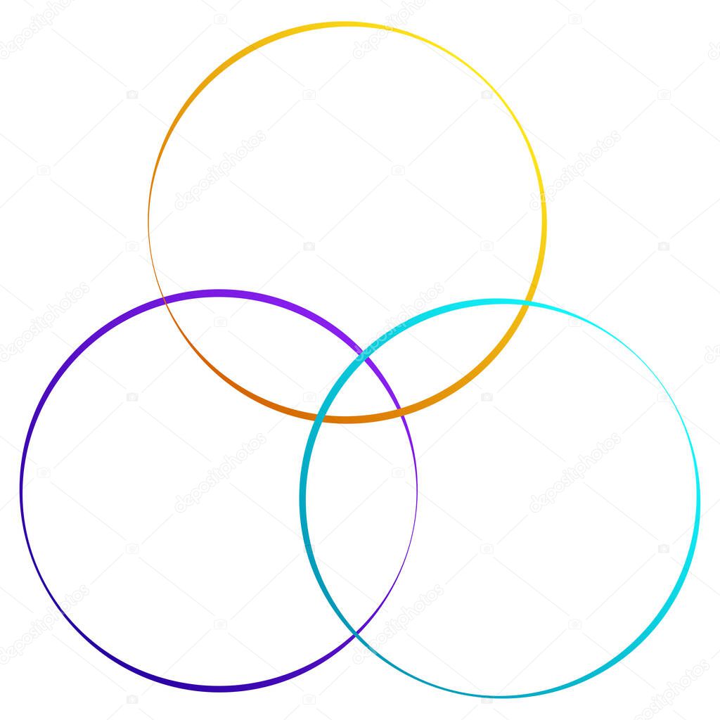 Interlocking, interlace circles circular geometric icon, logo