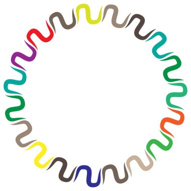 Soyut radyal, geometrik vektör tasarım elemanı. Şekilsel olmayan dairesel dekorasyon ögesi