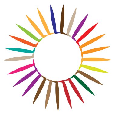 Soyut radyal, geometrik vektör tasarım elemanı. Şekilsel olmayan dairesel dekorasyon ögesi