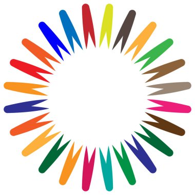 Soyut radyal, geometrik vektör tasarım elemanı. Şekilsel olmayan dairesel dekorasyon ögesi