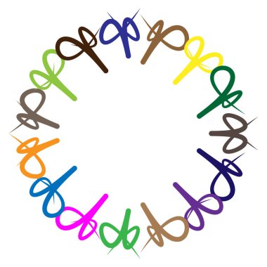 Soyut radyal, geometrik vektör tasarım elemanı. Şekilsel olmayan dairesel dekorasyon ögesi